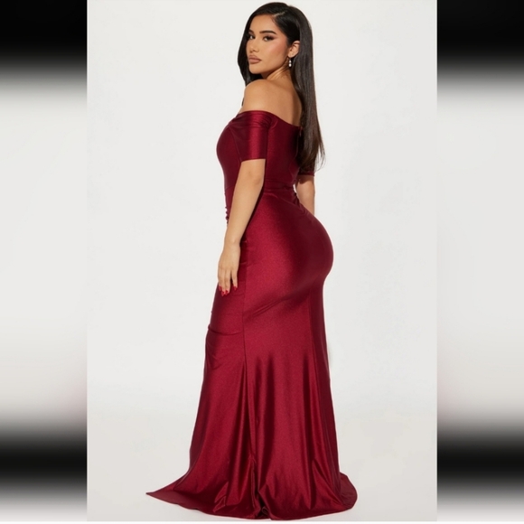 Red Rushed Formal Gown - Picture 3 of 3